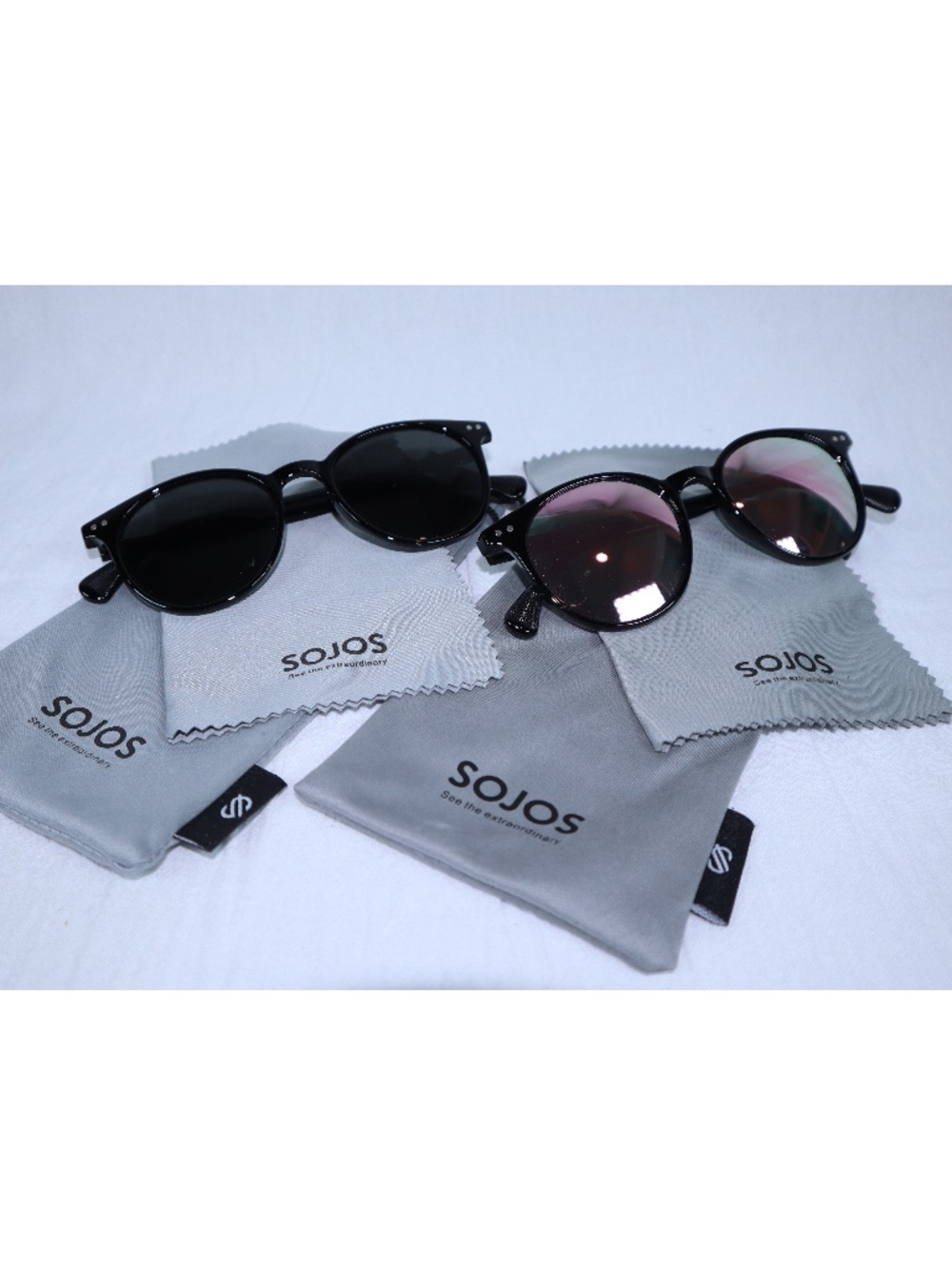 Pair of 2 SOJOS Small Round Classic Polarized Sunglasses for Women UV400 Lens